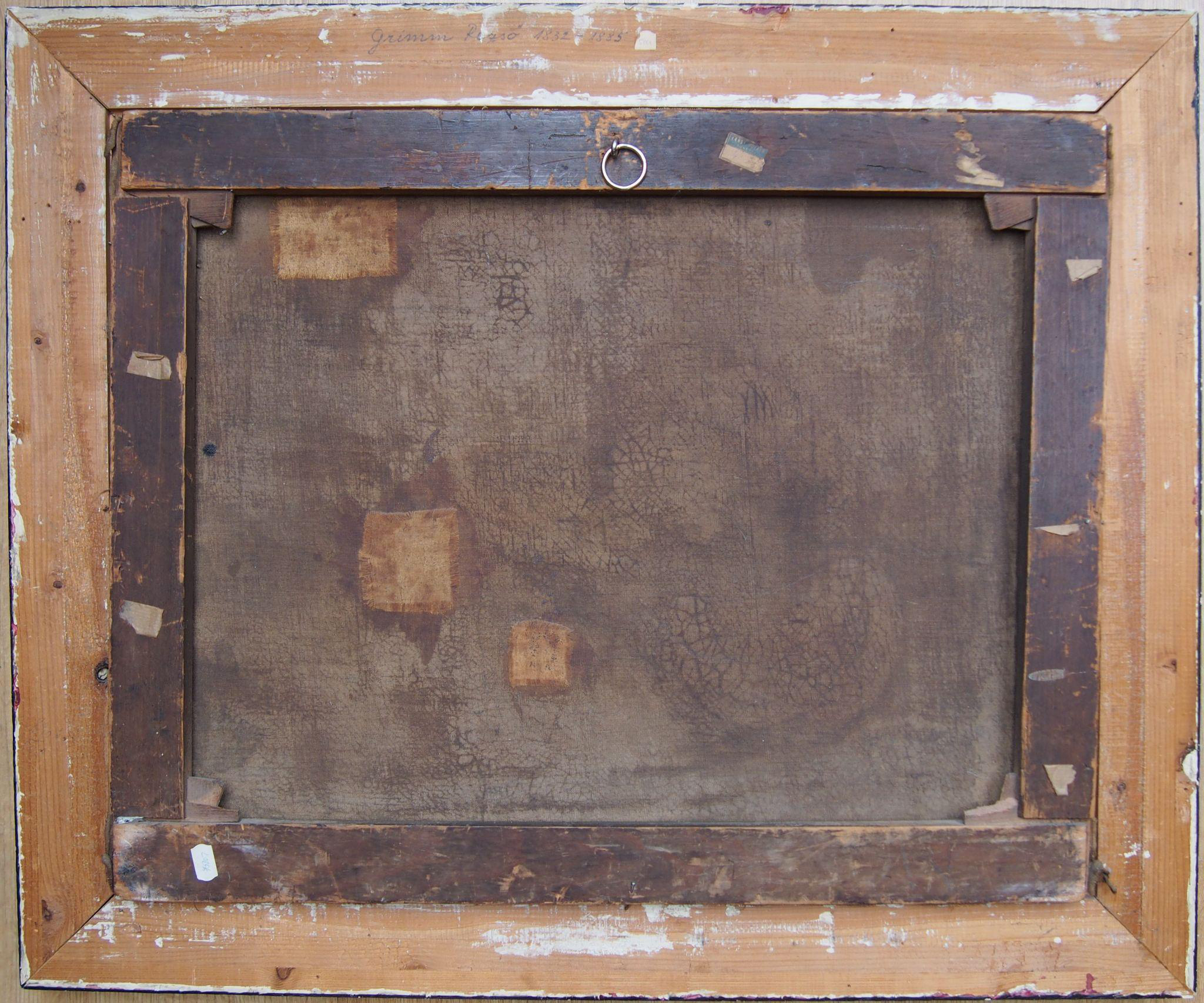 Zadn&aacute; strana obrazu &mdash; viditeľn&eacute; po&scaron;kodenia a star&eacute; opravy